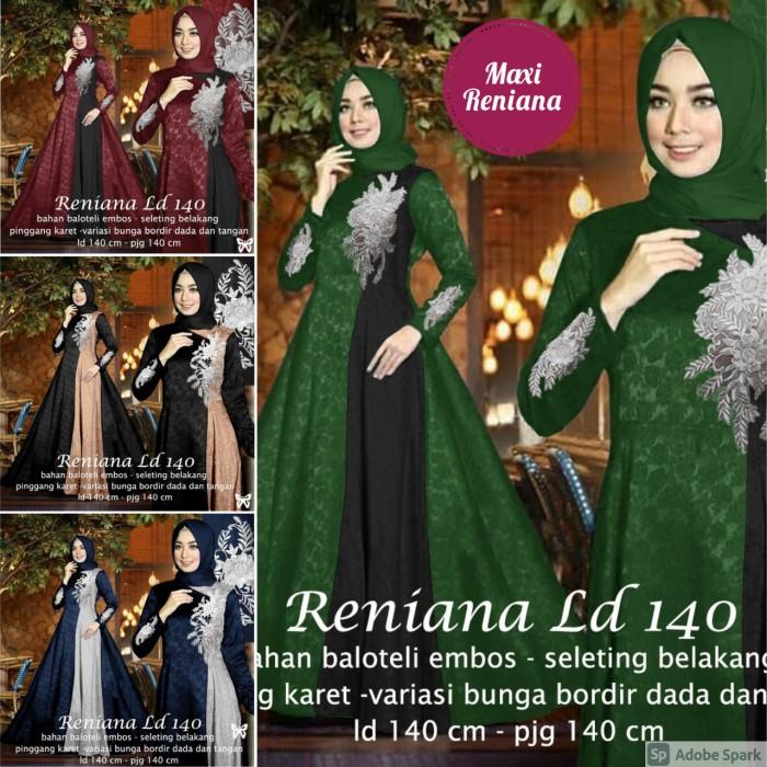Maxi Gamis Pesta RENIANA L, XXL, 3XL dan 5XL Baloteli Emboss Bordir
