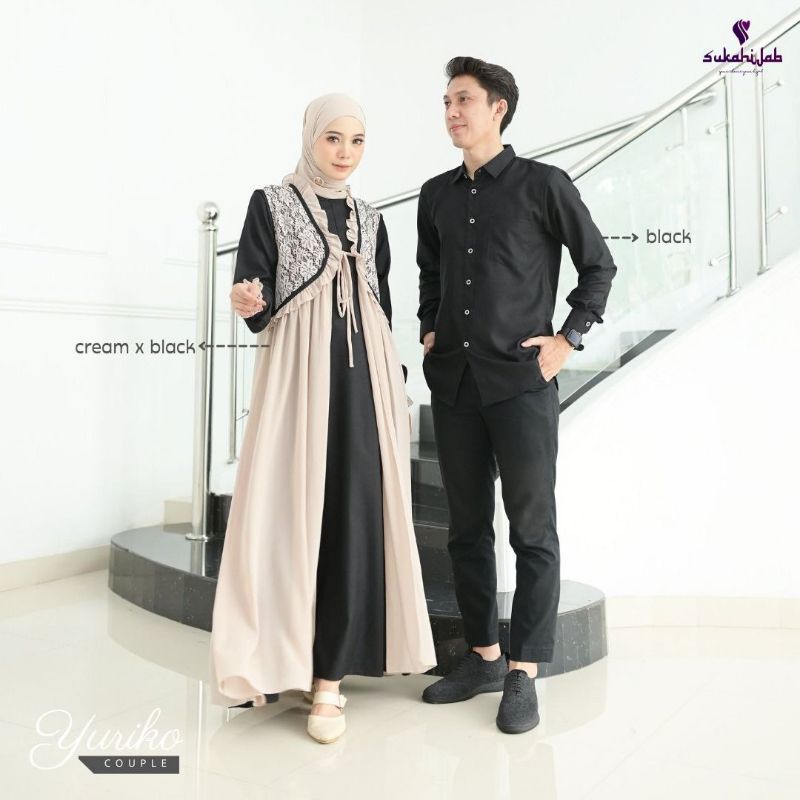 SUKAHIJAB - YURIKO COUPLE SERIES, GAMIS OUTER BRUKAT CANTIK, BUAT KONDANGAN LEBARAN