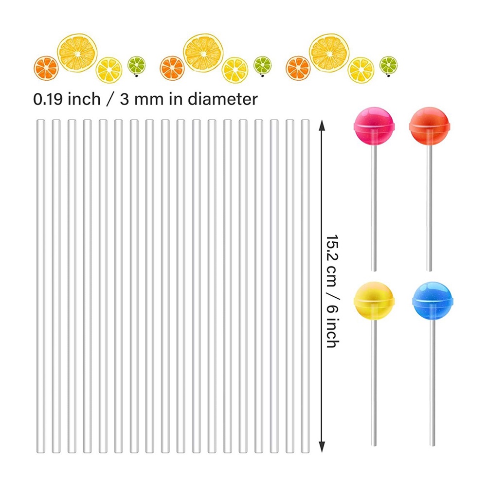 100pcs Stik Aduk Permen Lolipop / Biskuit / Coklat / Kue Bahan Akrilik Transparan