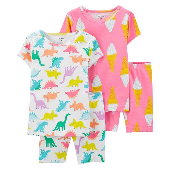 Set Piyama Anak Perempuan Dino Carter size 2th,4th,5th