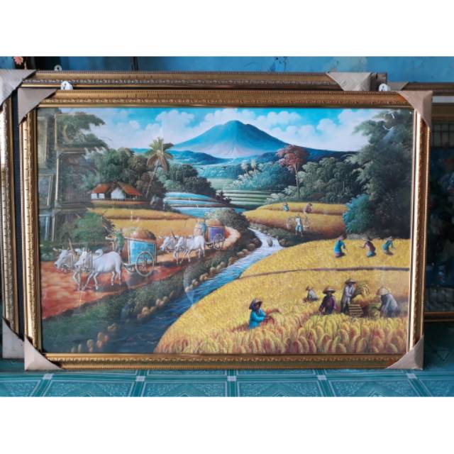 Figura hiasan dinding lukisan pemandangan besar