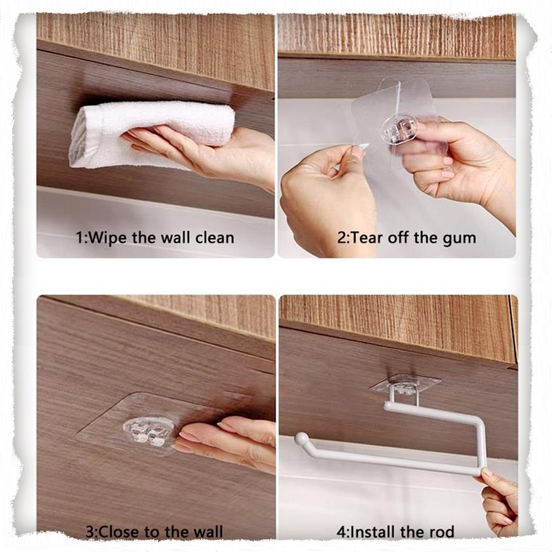 Wall Mount Nail-Free Self-adhesive Towel Holder/Multifunction Tissue Storage Hanger For Kitchen And Bathroom