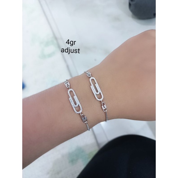 GELANG ASLI PERAK 925 LAPIS EMAS/GELANG SERUT CLIP MATA PUTIH/GELANG ASLI SILVER/GELANG FASHION WANITA