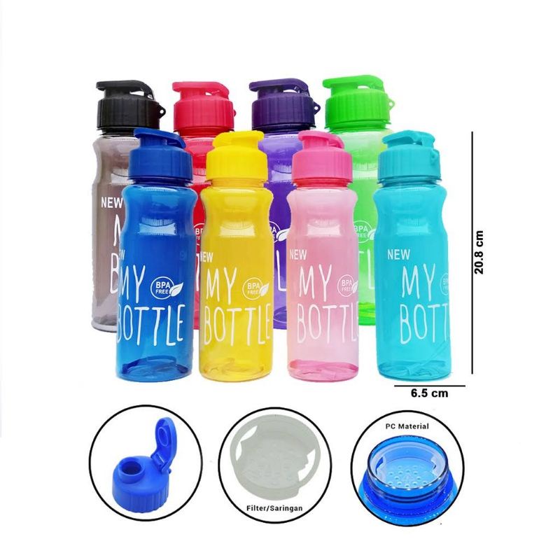 My Bottle Botol Minum BPA Free Sport &amp; Pouch | Termos Tumbler Motif Cactus &amp; 6 OUP 450ml