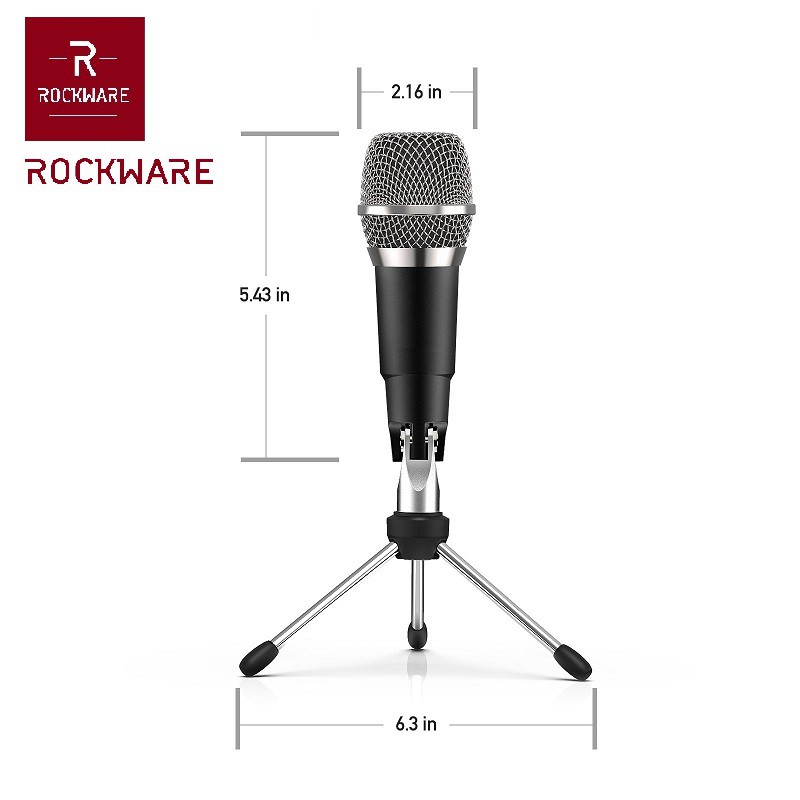 ROCKWARE Professional Condenser Microphone 3.5mm with Mini Tripod