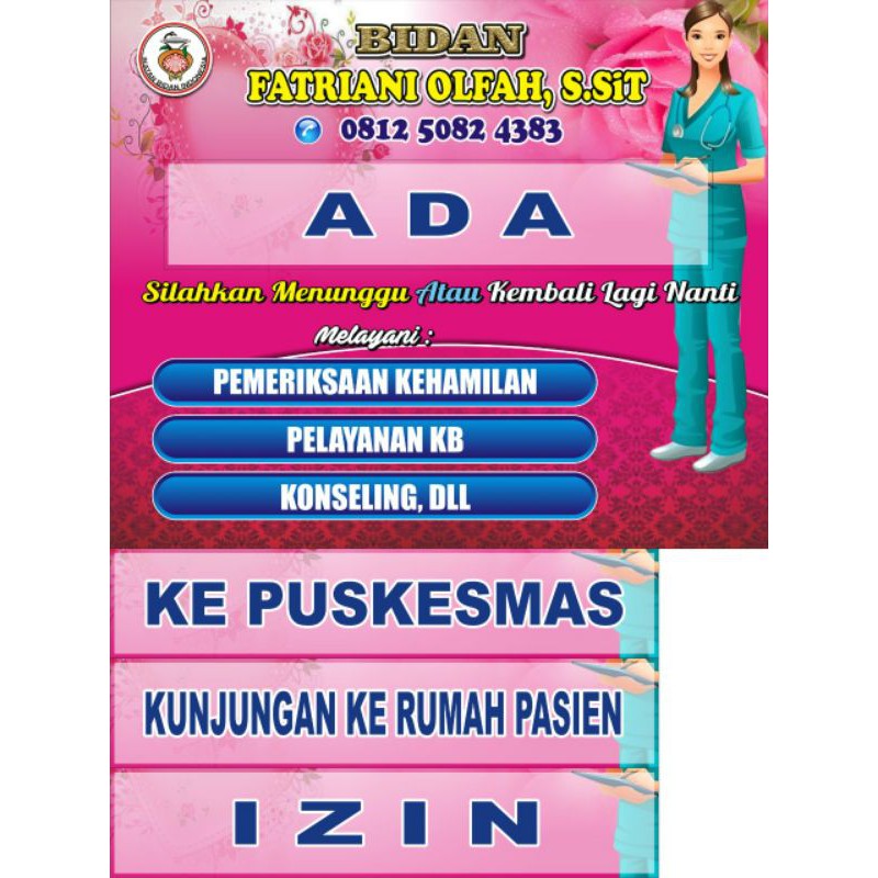 

Papan Bidan 25 x 30 cm
