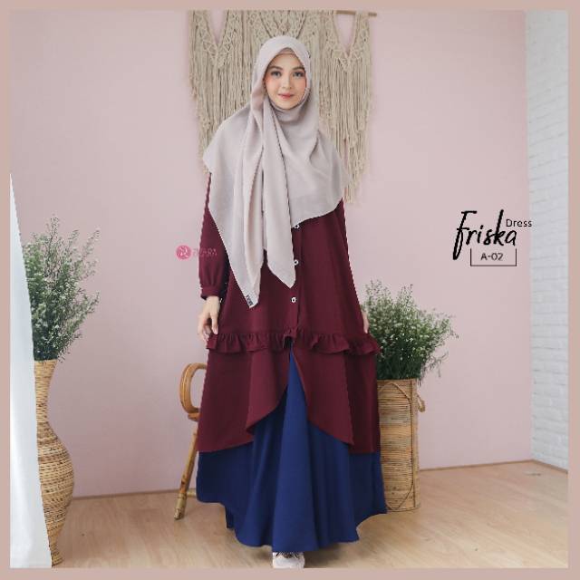 ZIZARA FRISKA DRESS GAMIS ONLY BAHAN Orchard tebal tidak mudah kusut handfeel lembut flowy
