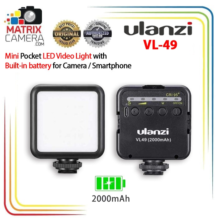 Ulanzi VL-49 VL49 Lampu LED Mini Video Light for Camera, Smartphone