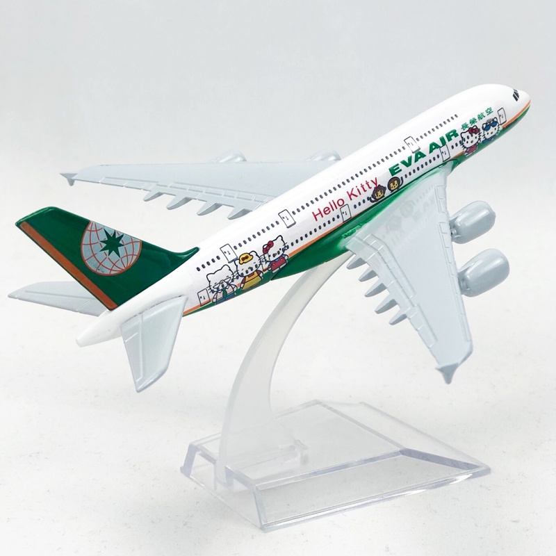 Miniatur DieCast Pesawat Tempur Hello Kitty Airbus 380 Bahan Metal Eva Ukuran 16CM Untuk Hadiah