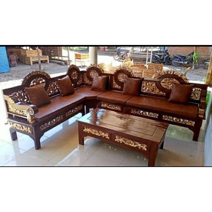 Kursi tamu kaca mata ukir nampan kayu jati
