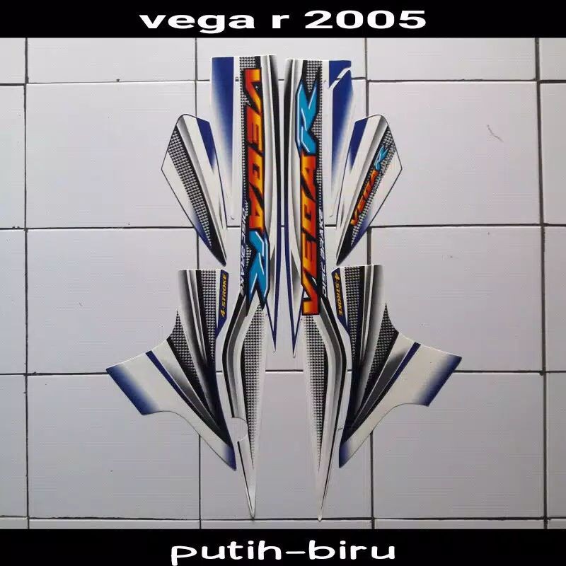 Striping sticker lis body yamaha vega r lama old 2005 putih biru
