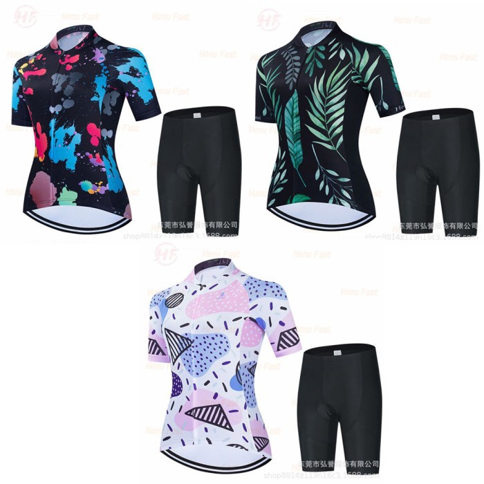 Jersey Set Wanita baju dan celana Premium Leaf Abstract