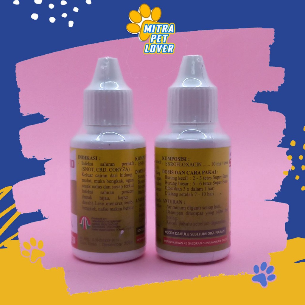 ANTIBIOTIK PERNAFASAN &amp; PENCERNAAN BURUNG - SUPER ENRO 30 ML ORIGINAL - OBAT TETES UNTUK SAKIT INFEKSI SALURAN SESAK NAFAS BURUNG , PILEK BENGKAK NGANTUK - MENCRET - LESU TERKULAI - FLU - MURAH ASLI GARANSI - TAMASINDO VITAMIN HEWAN BIRD MITRAPETLOVER