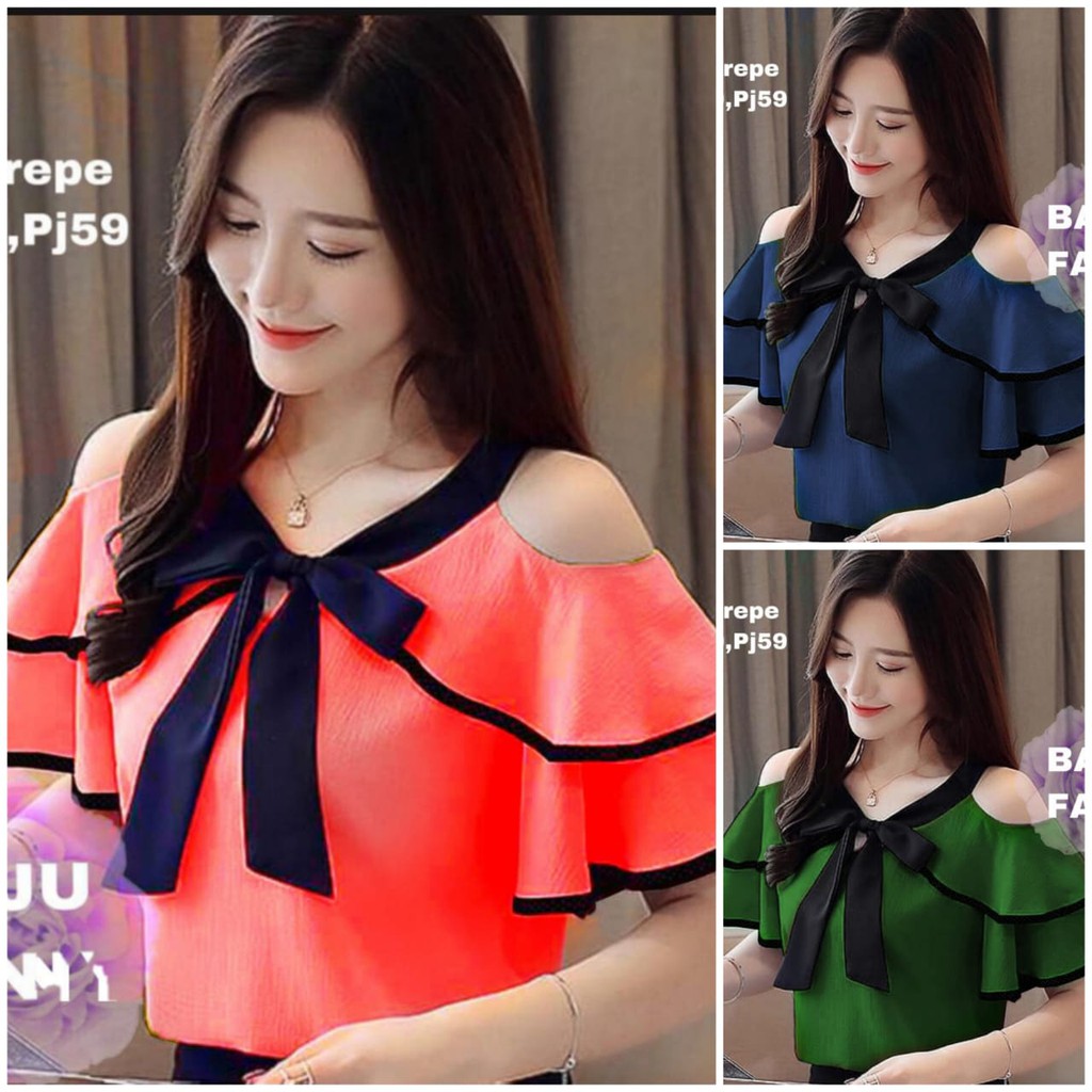 BLOUSE FANY original M L XL / FASHION WANITA / PAKAIAN FORMAL / PESTA LENGAN PENDEK