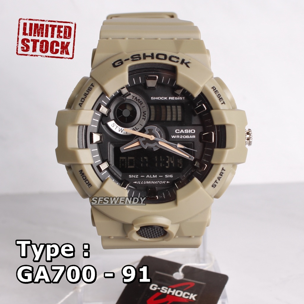 PROMO MURAH !!! G Shock GA-700 Hijau Merah Cream Abu Army Jam tangan dual time digital pria &amp; anak anak anti air