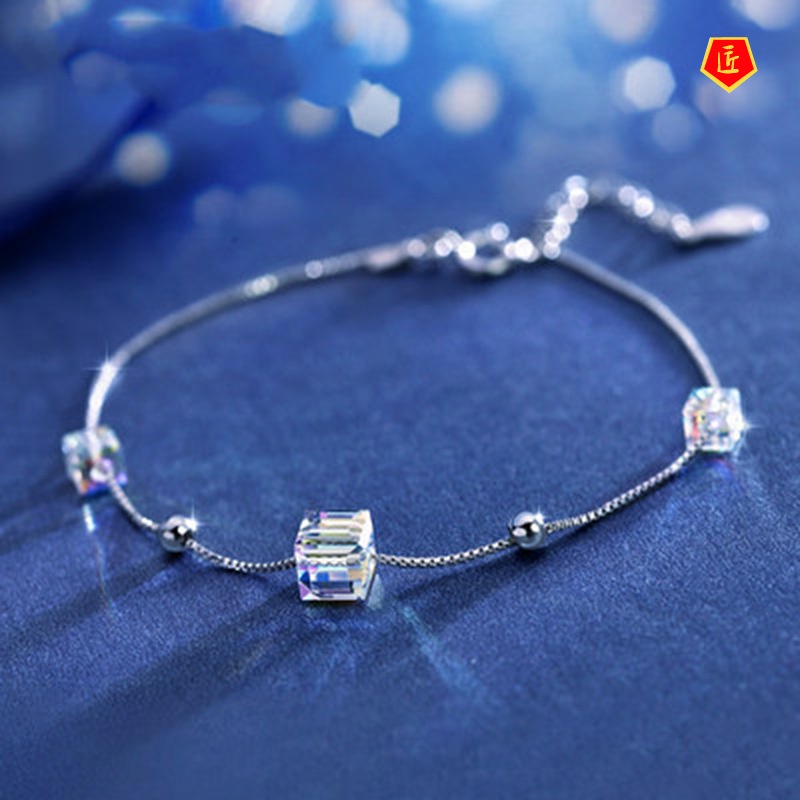 [Ready Stock]Fashionable Elegant Cube Crystal Bracelet