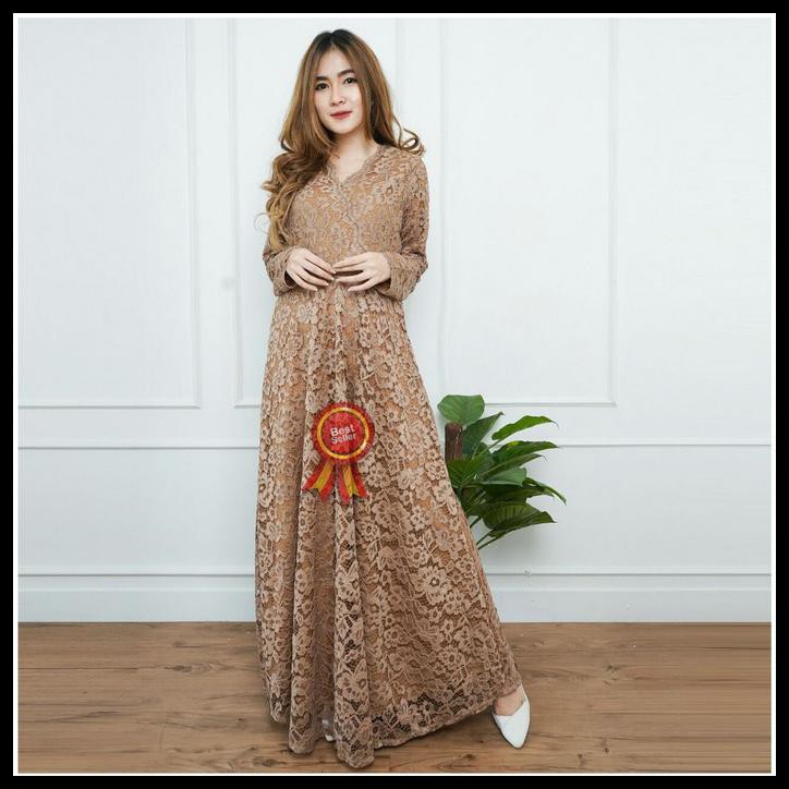 7snq dress brukat fashion party pakaian pesta panjang baju gaun murah maxi ktge