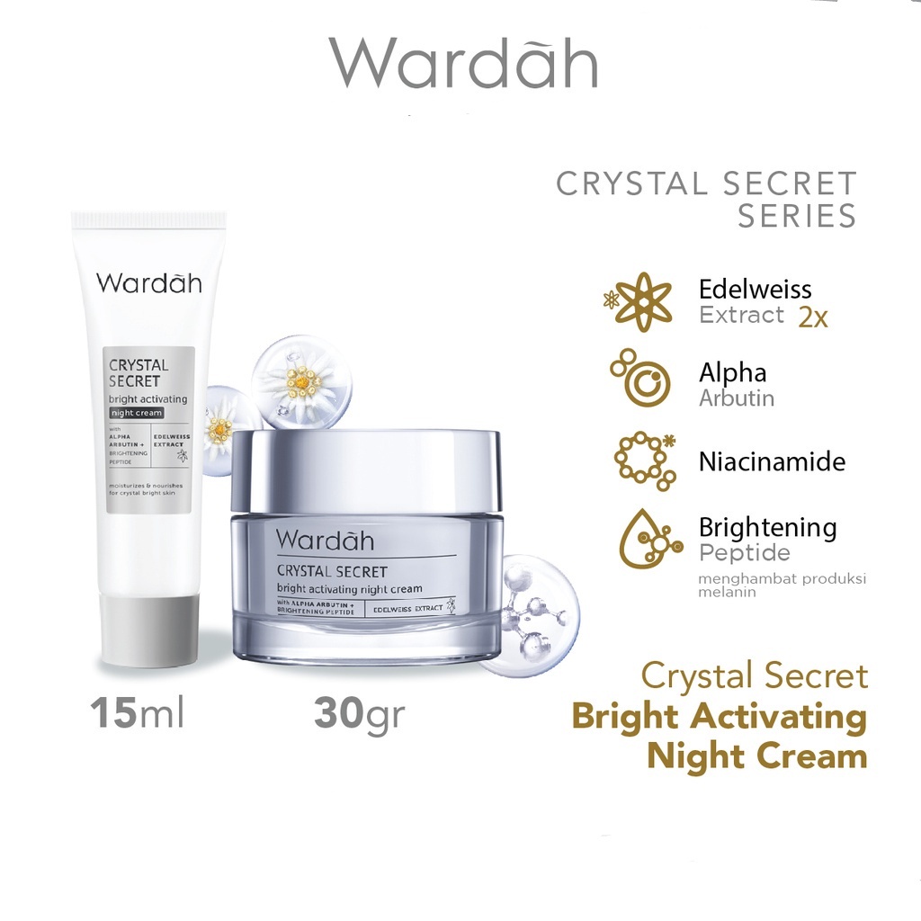 Wardah Crystal Secret Bright Activating Night Cream / Wardah White Secret Night Cream (Krim Malam Me