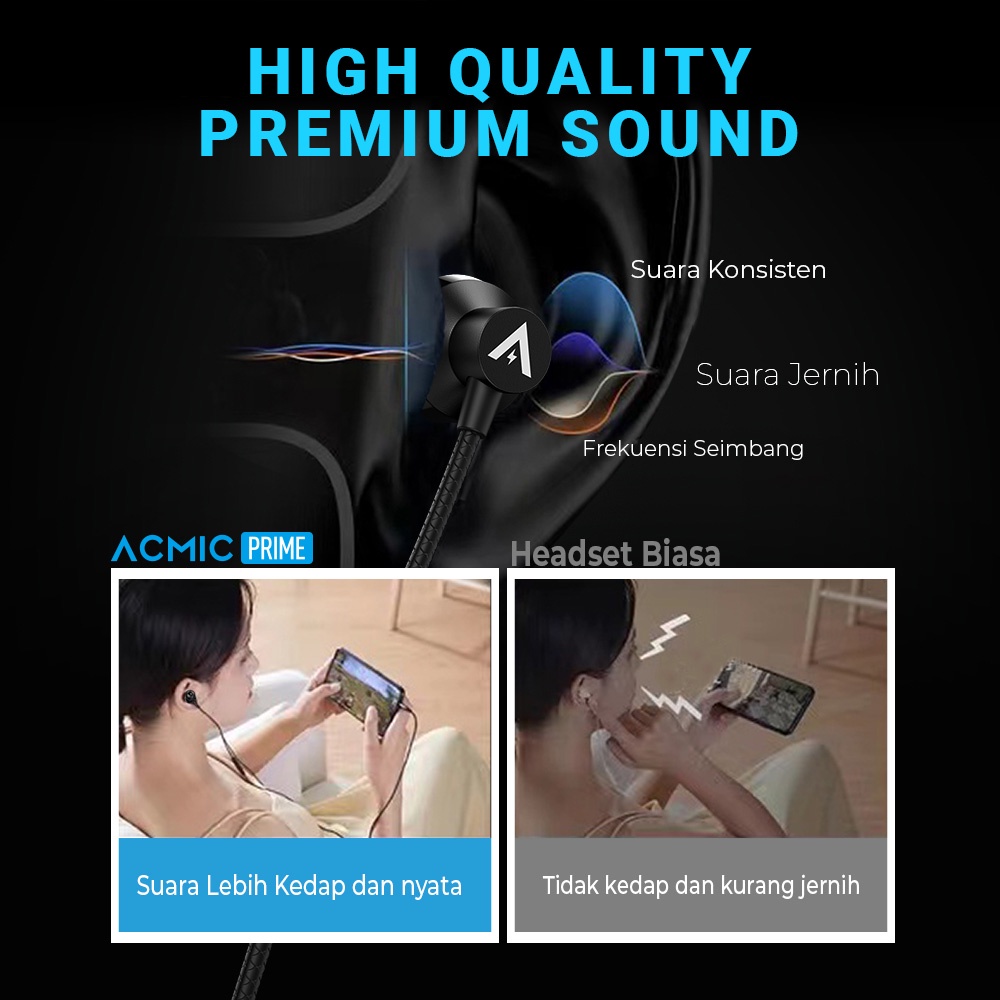 ACMIC PRIME In-Ear Headset Earphone Earbuds Headphone Stereo with Mic-3