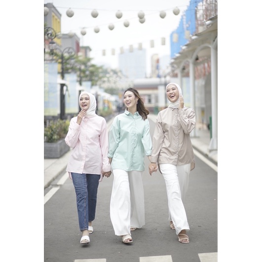 Ariska Shirt by Alia clothing kemeja wanita polos-Pop mint
