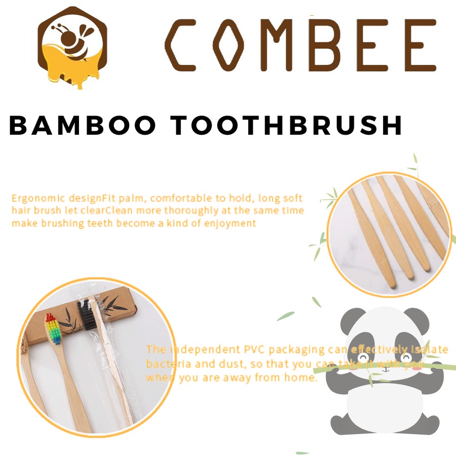 Eco Friendly Sikat Gigi Bamboo / Bambu Natural Alami