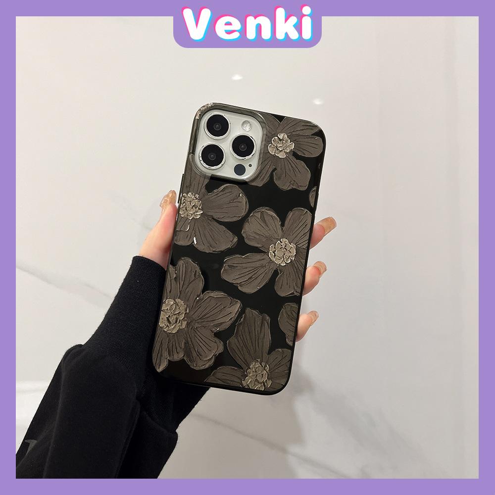 iPhone Case Silicone Soft Case Black Glossy Candy Case Shockproof Protection Camera Painting Flower Compatible For iPhone 11 Pro Max 13 Pro Max 12 Pro Max 7Plus xr XS Max