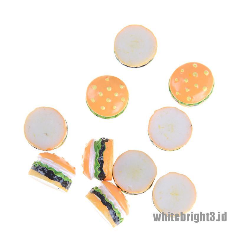 (white3) 10pcs Miniatur Hamburger Skala 1: 12 Untuk Dekorasi Rumah Boneka