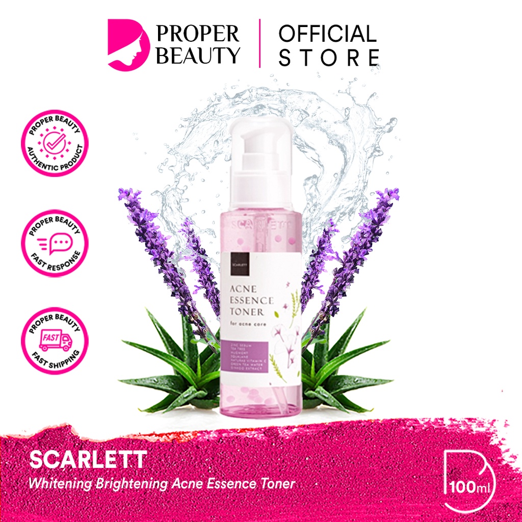 SCARLETT Whitening Acne Essence Toner Indonesia / Facial Wash Serum Ampoule Day Night Cream Clay Mask Masker Gel Sunscreen Body Shower Scrub Lotion Shampoo Conditioner / Brightly Ever After Mugwort Hydrating Paket Mini Full Set Pelembab Wajah Face Glowing