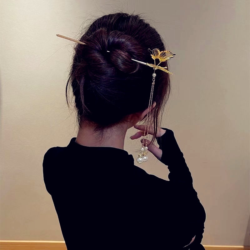 Jepit Rambut Model Kupu-Kupu Rumbai Antik Bahan Metal Untuk Wanita