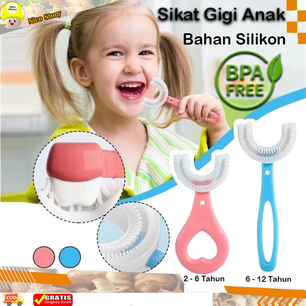 (NCS) Sikat Gigi Anak U Shape Bentuk U Bahan Silikon Training Toothbrush Tooth Brush Baby Silicone Tipe U Bayi Silicon