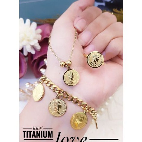 TiTanium set gelang kalung dan cincin y538329