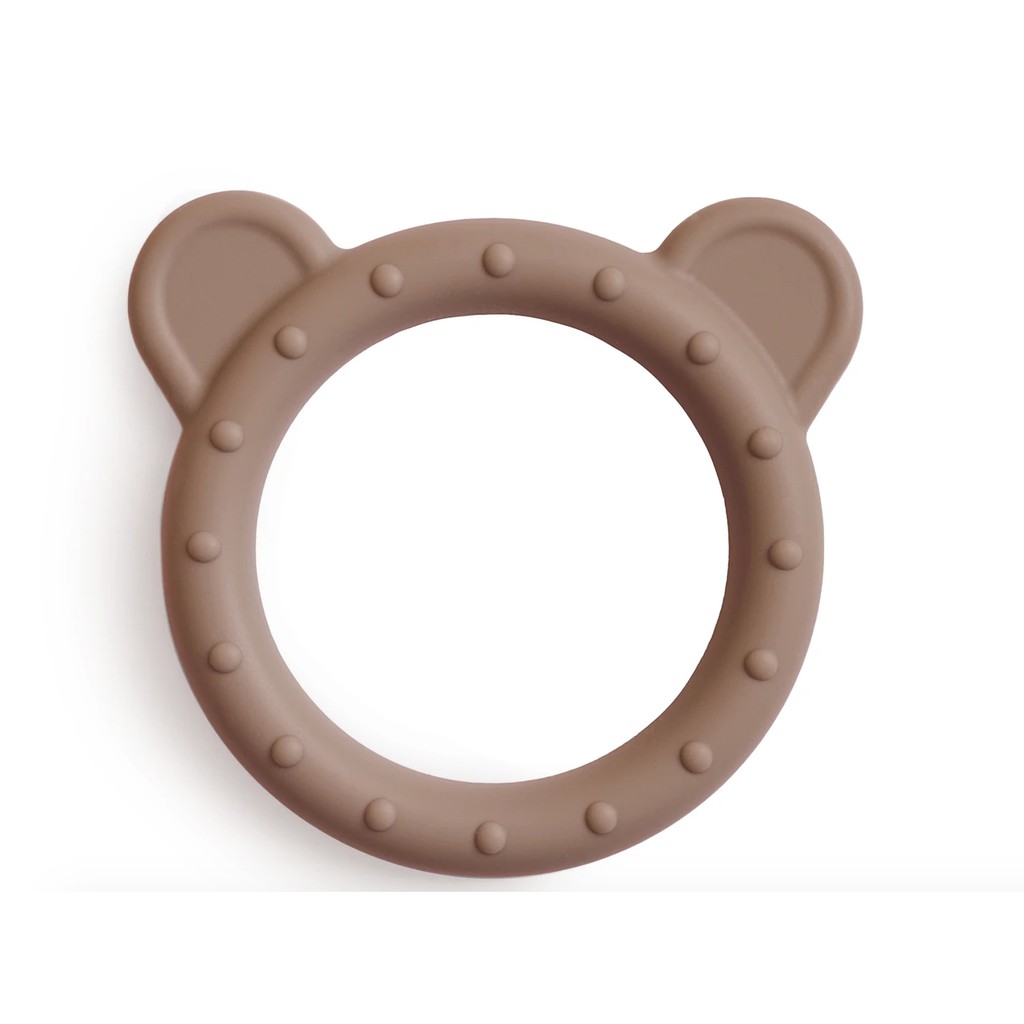 Mushie Teether - Rainbow Bear Cat Silicone Teething Toy Baby Anak Bayi Mainan Gigitan Silikon Gigi-Bear - Natural