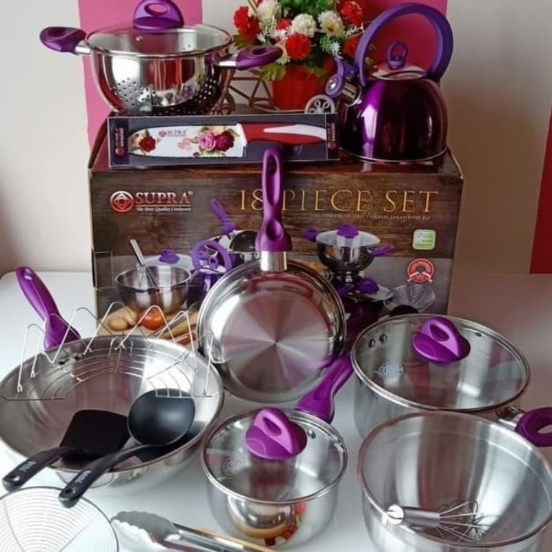 Panci Set Supra 18 Pcs Premium | Cookware Set Supra 18Pcs Premium