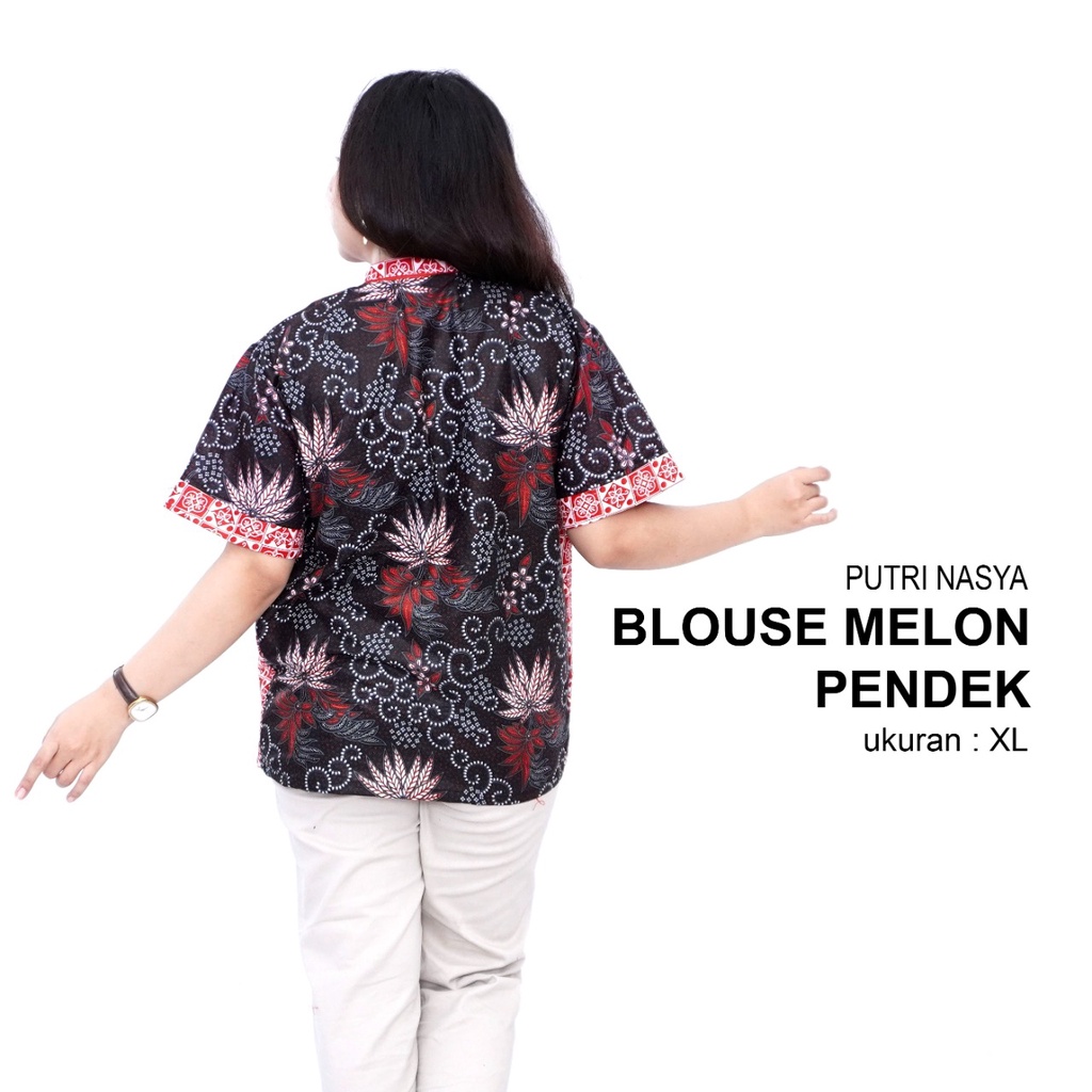 Blouse Big Size Formal Atasan Batik Jumbo Wanita S-M-L-XL-XXL-3L-4L-5L Blus Jumbo Kantor Kerja Batik