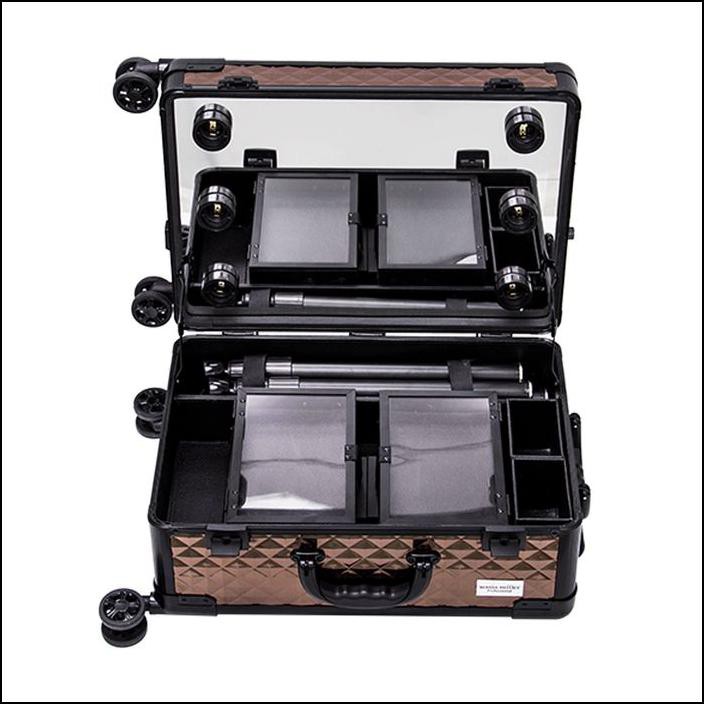 SONIA MILLER BEAUTY MAKEUP CASE KOPER COSMETIC BOX LAMPU 6 LED + FEET