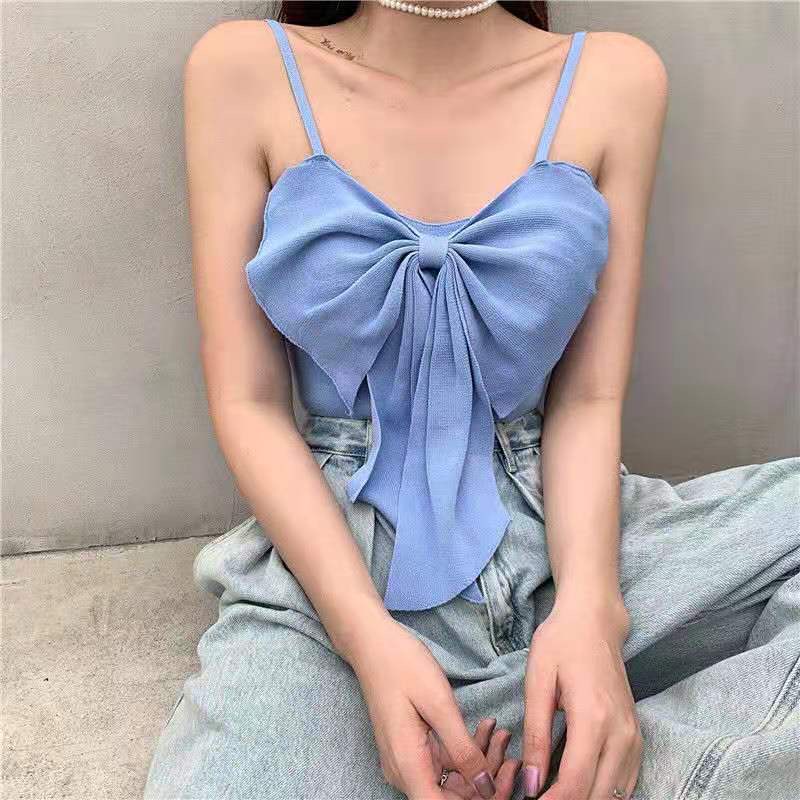 Korean Summer Ribbon Crop TankTop  Atasan Wanita Model Pita 2077