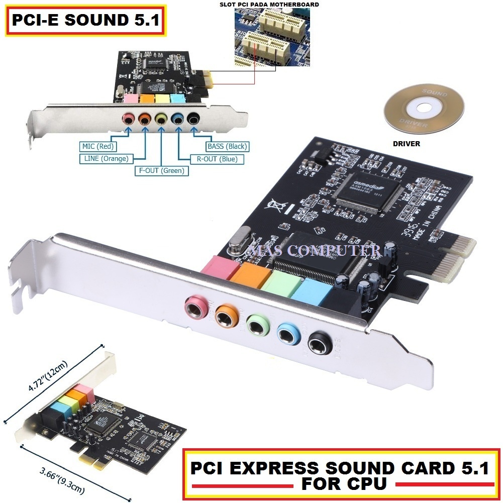 PCIE Sound Card 5.1 / PCI Express 5.1 / Sound card PCIE / Soundcard 5.1 / Soundcard