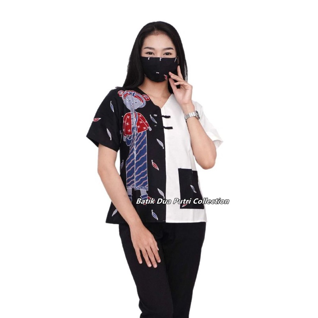 Atasan Batik Wanita Blouse Batik Bahan Katun Ada Saku By Batik Dua Putri Collection