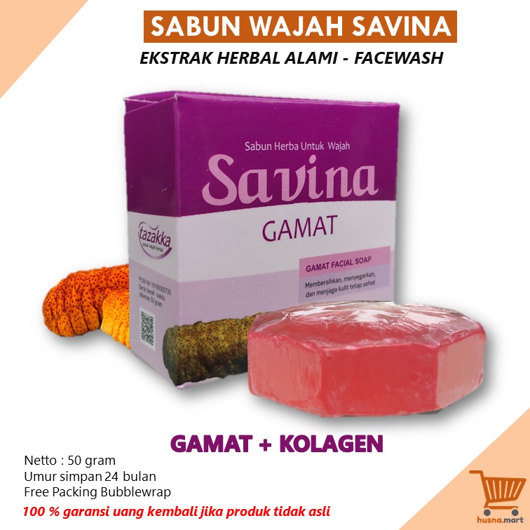 Sabun Wajah Ekstrak Gamat Plus Kolagen SAVINA Cuci Muka Herbal Tazakka 50gr Anti Aging Facial Wash Original
