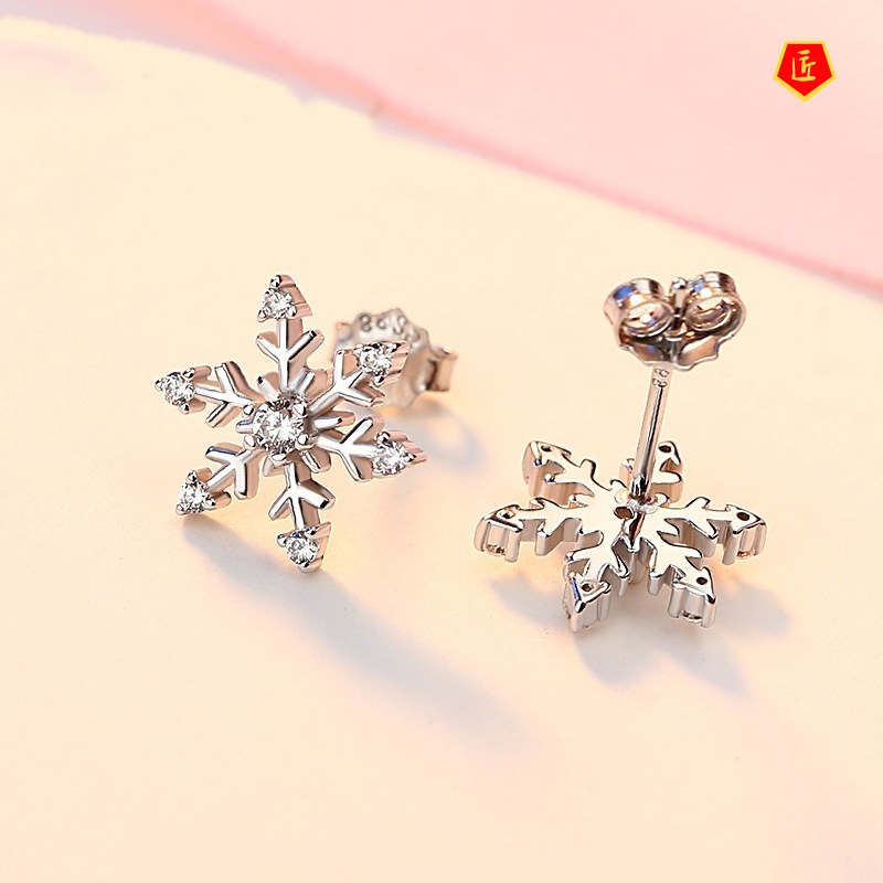 [Ready Stock]Women's Simple New 925 Silver Snowflake Ear Studs