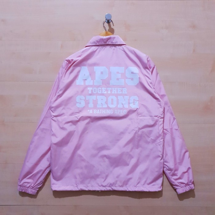 JAKET COACH WINDBREAKER BAPE A BATHING APE APES TOGETHER STRONG PEACH - M