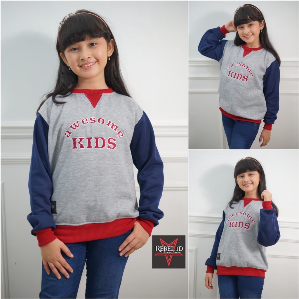 Sweater Raglan Kids Pria &amp; wanita | Original REBEL ID | Dhea Fashion