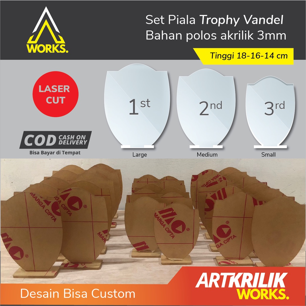 Set Piala Trophy Vandel acrylic akrilik 3mm bahan polos