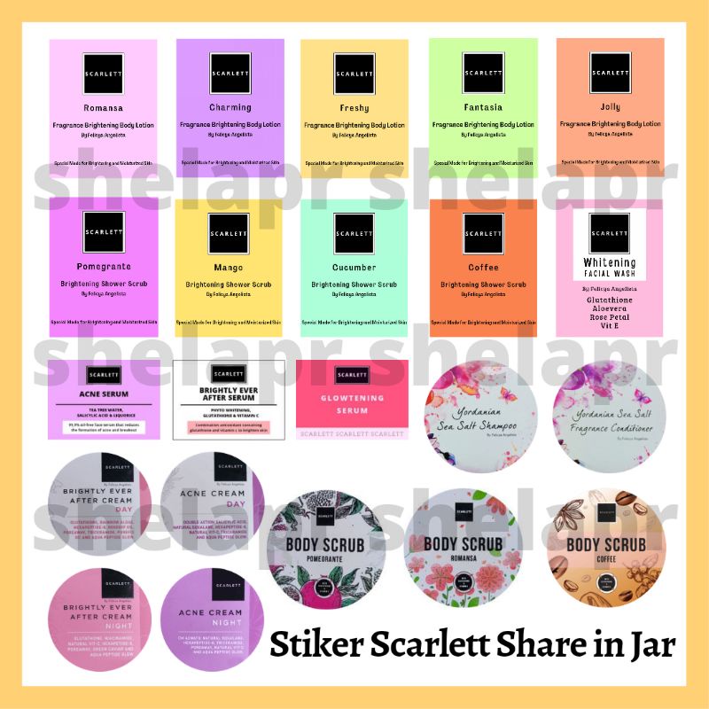 

[Baca Deskripsi] Stiker Scarlett Whitening Share in Jar