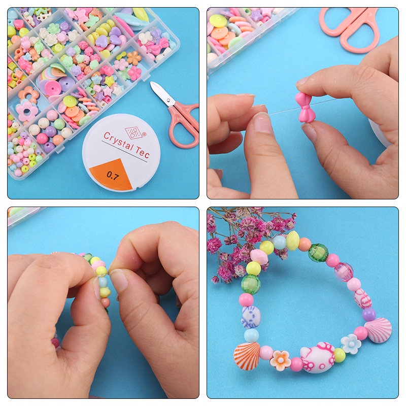 Akrilik Manik -manik Kit untuk Anak -anak Gelang Kalung Gelang Membuat DIY