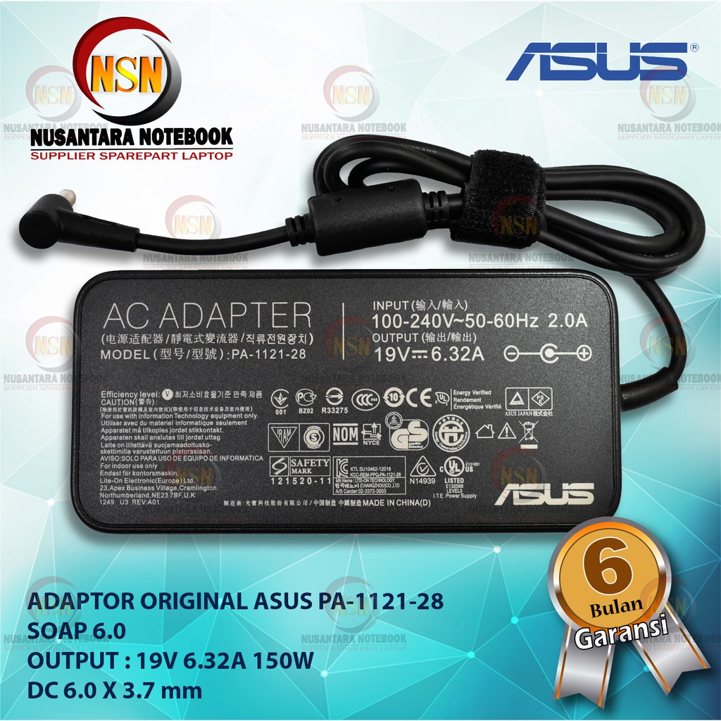 Adaptor Original Laptop Asus PA-1121-28 SOAP 6.0 19V 6.32A 150W DC 6.0 x3.7mm