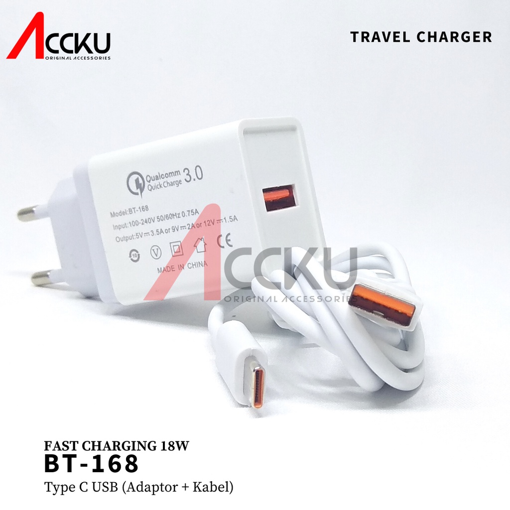 Charger 18W Type C Charger Micro Usb Fast Charging 18W Samsung Quick Charge Ori New -  BT-168