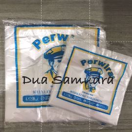 (BK-14) Kantong 1 TALI ISI 10 PACK Plastik Kresek Perwira Kecil lebar 15 - Putih Bening Transparan