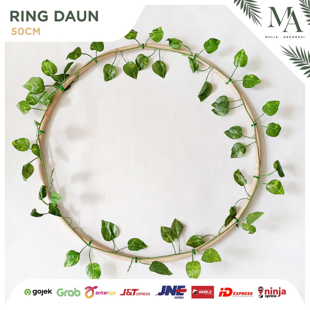 Ring Rotan Lingkaran 50cm Dekorasi Backdrop Aksesoris Lamaran Nikahan Lengkap Custom Nama Inisial Nama