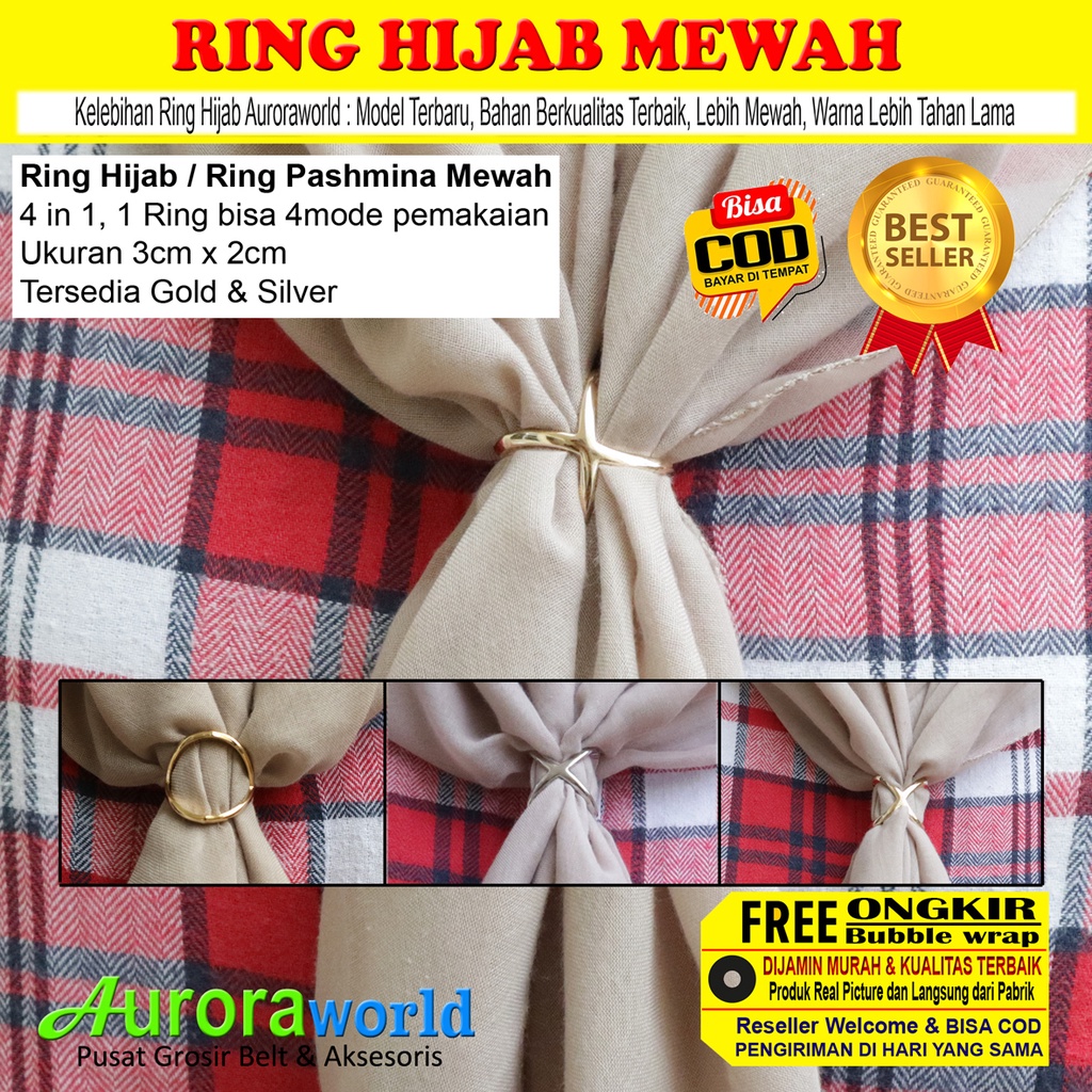 AURORAWORLD Ring Kerudung Ring Hijab Ring Syal Ring jilbab Ring Pashmina 4in1 Terbaru bisa COD